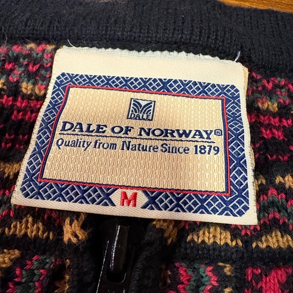 Dale of Norway Red Fair Isle Nordic Cotton Cardigan Sweater w/ zipper- M - Picture 3 of 7